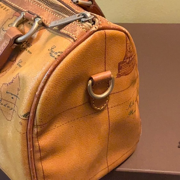 Brown Leather Map Print Men's Bag - Picture 5 of 11